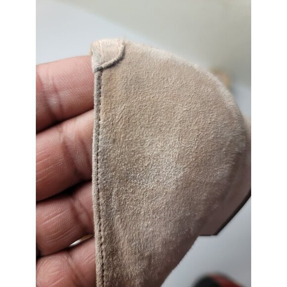 Talbots Nude Suede Ballet Flats Gold Circle Accent Block Heel Size 8 - Picture 11 of 12